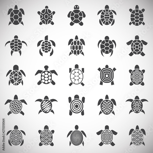 Sea turtle icons set on background for graphic and web design. Simple illustration. Internet concept symbol for website button or mobile app.