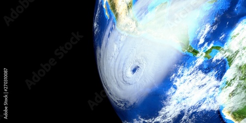 Fototapeta Naklejka Na Ścianę i Meble -  Extremely detailed and realistic high resolution 3d illustration of a Hurricane approaching us east coast. Shot from space. Elements of this image have been furnished by Nasa.