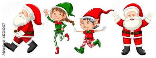 Set of santas and elvs
