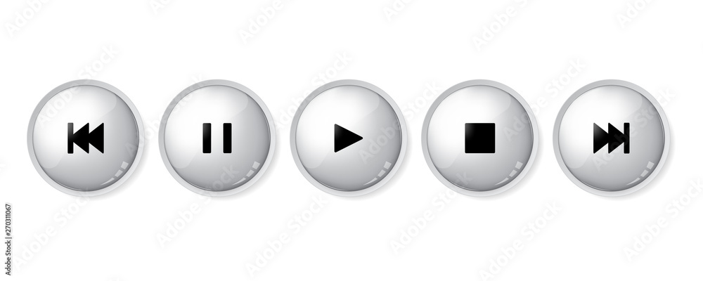 Set of glossy gray media player button Set of glossy gray media player button