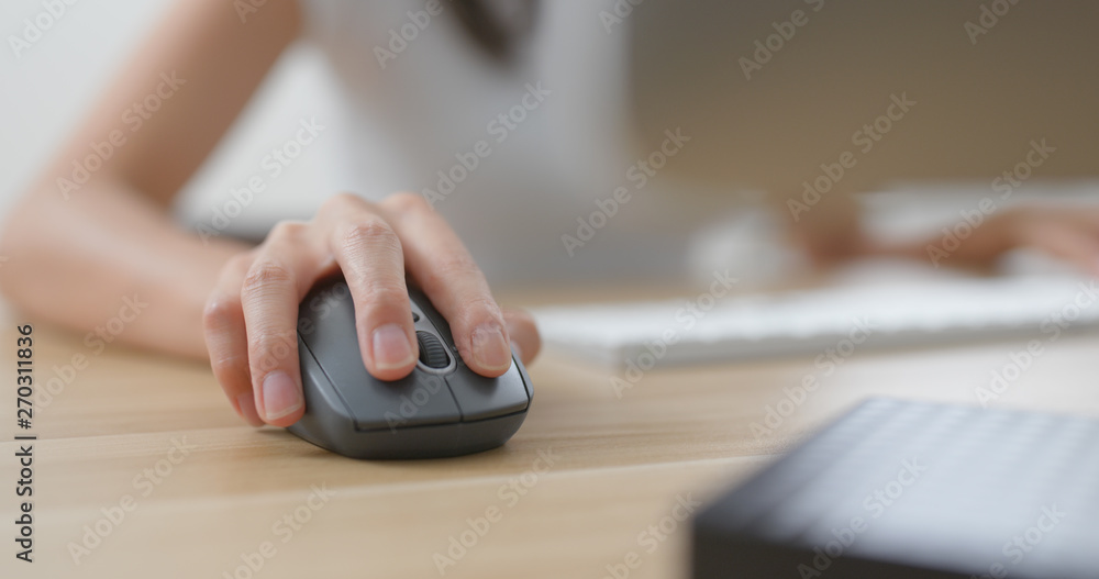 Fototapeta premium Woman work at office with using desktop computer
