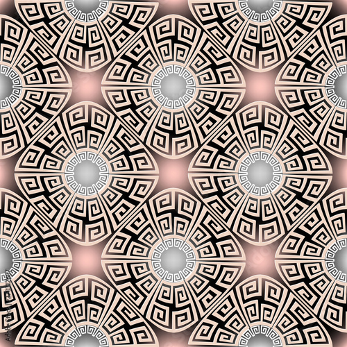 Ornamental greek vector seamless pattern. Glowing colorful greek key meanders background. Repeat geometric patterned backdrop. Luxury decorative elegant ornament. Abstract ornate endless texture.