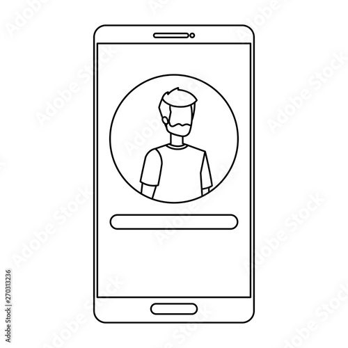 man acount social in smartphone device character photo