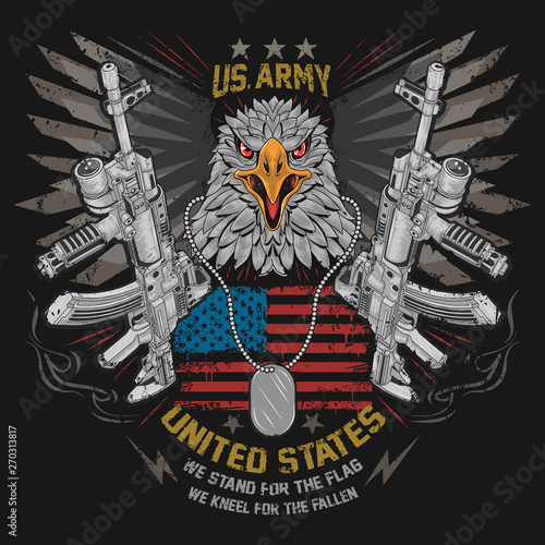 EAGLE USA FLAG AND WEAPON VECTOR WITH EDITABLE LAYERS
