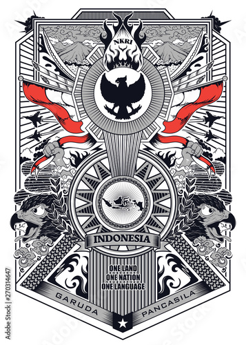 stock vector vintage frame of garuda pancasila indonesia illustration photo