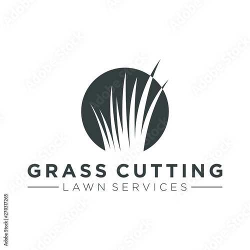 Grass logo for lawn mower services or garden yard decorations © Imsuniyah