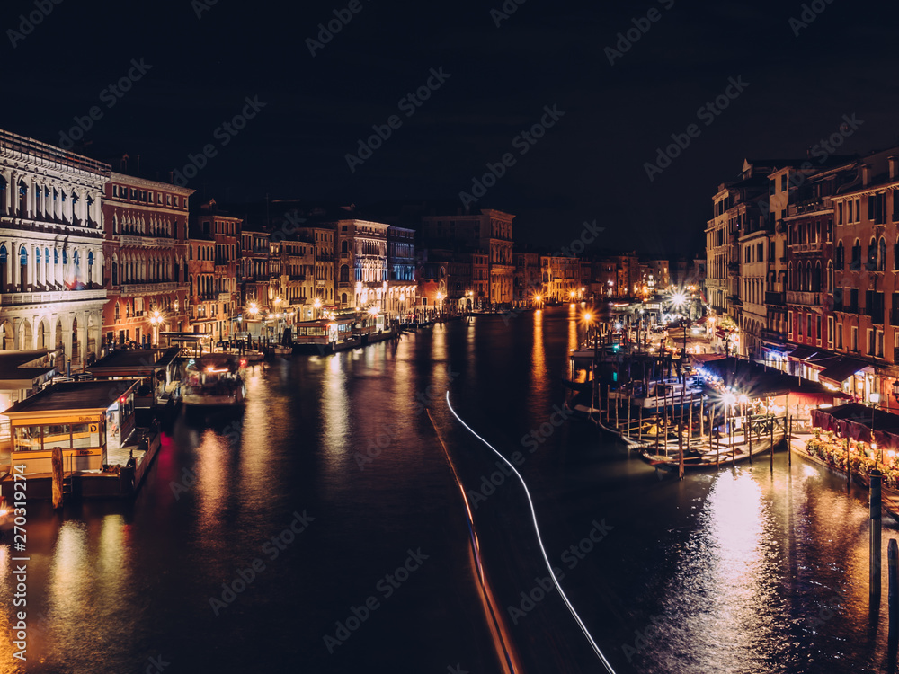 Fototapeta premium Night view from Rialto Bridge. Ponte di Rialto
