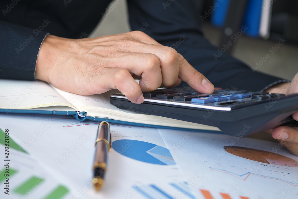 Fototapeta premium Start the business by studying and calculating historical investment data.