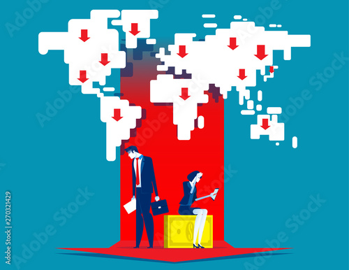 Business people with falling down business chart . Concept business vector illustration, Bad Economy, Problem, Risk. © zenzen