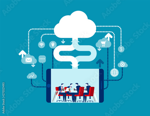 Cloud Computing. Concept business vector illustration, Contact, Online marketing, Globe Communication.