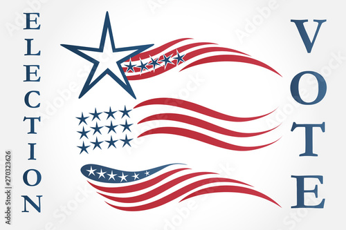 Set of American flags illustration vector