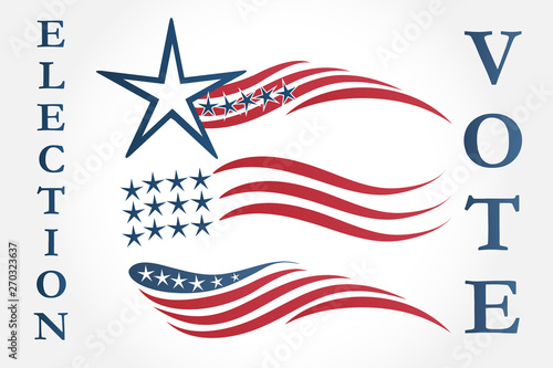 Set of American flags illustration vector