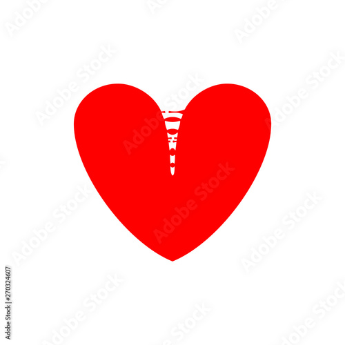 Torn heart isolated. quarrel Symbol. Insult and discord