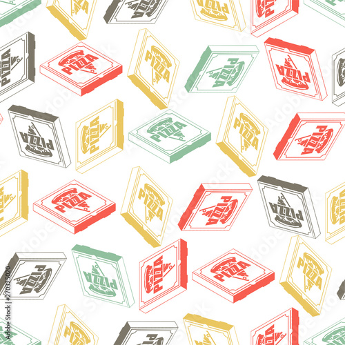 Pizza box pattern seamless. Fast food background Vector