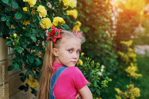 Portrait of a beautiful little girl with pigtails