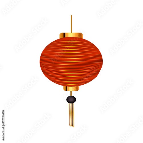 Red Chinese lantern. Vector illustration on isolated background.