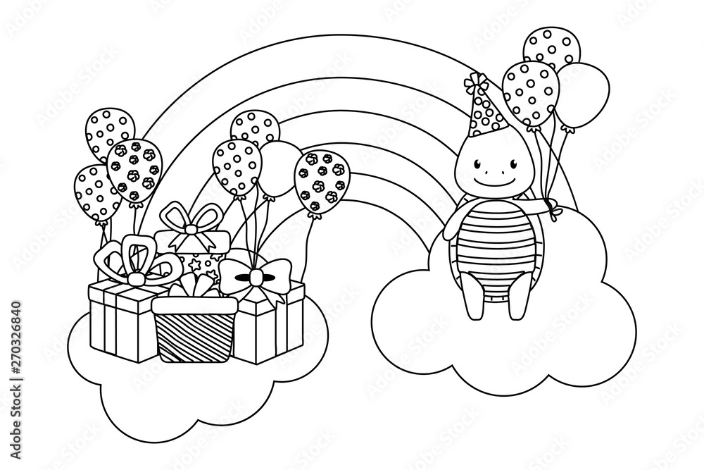 Fototapeta premium Animal cartoon with Happy Birthday icon design