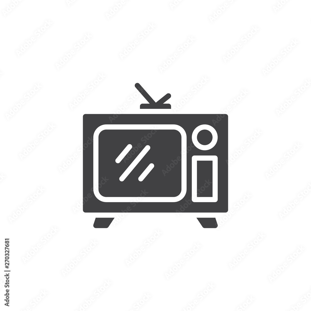 Retro TV with antenna vector icon. filled flat sign for mobile concept and web design. Old television with buttons glyph icon. Symbol, logo illustration. Vector graphics Retro TV with antenna vector icon. filled flat sign for mobile concept and web design. Old television with buttons glyph icon. Symbol, logo illustration. Vector graphics