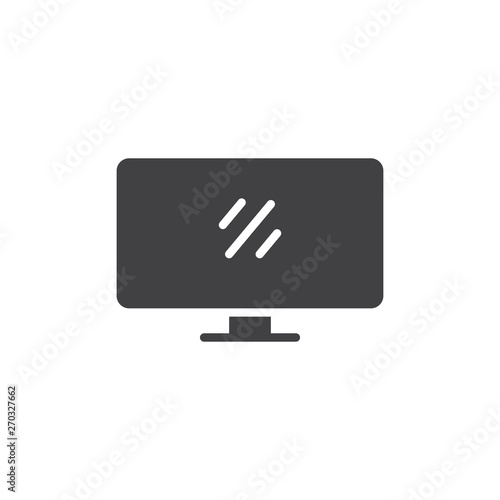 Computer monitor vector icon. Television filled flat sign for mobile concept and web design. Widescreen TV display glyph icon. Symbol, logo illustration. Vector graphics