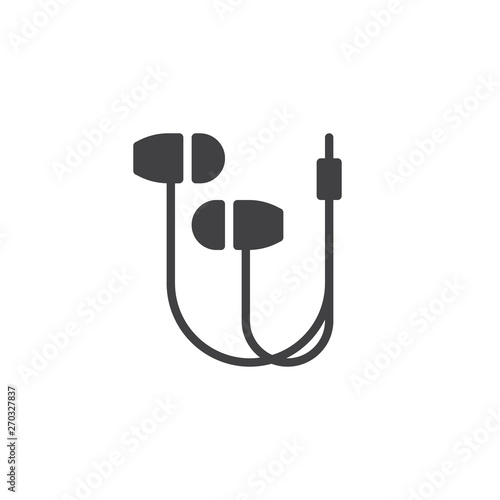 Wired Earbud vector icon. filled flat sign for mobile concept and web design. Earphones with connector glyph icon. Symbol, logo illustration. Vector graphics