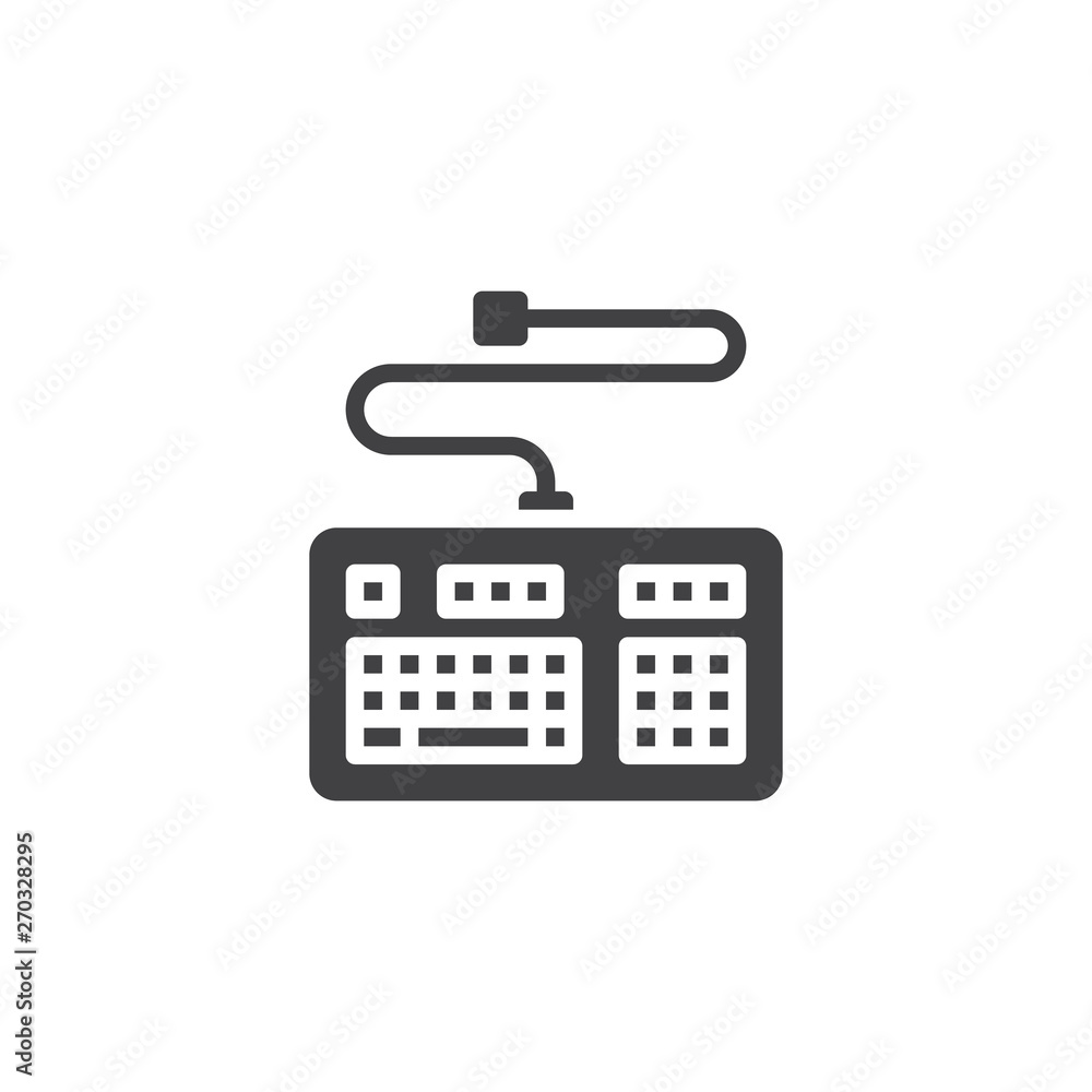 Computer keyboard vector icon. filled flat sign for mobile concept and web design. PC keyboard with connector glyph icon. Symbol, logo illustration. Vector graphics Computer keyboard vector icon. filled flat sign for mobile concept and web design. PC keyboard with connector glyph icon. Symbol, logo illustration. Vector graphics