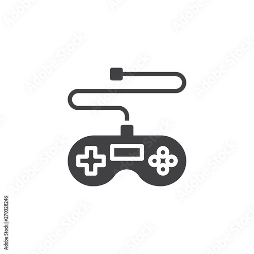 Game controller vector icon. Wired Joystick filled flat sign for mobile concept and web design. Gamepad glyph icon. Symbol, logo illustration. Vector graphics