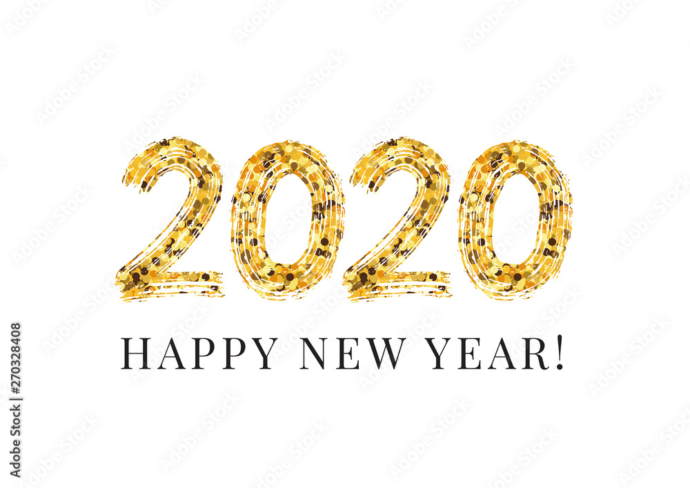 2020 numeral Happy New Year text hand lettering. Merry Christmas. Design template Celebration typography poster, banner or greeting card. Vector Illustration 2020 numeral Happy New Year text hand lettering. Merry Christmas. Design template Celebration typography poster, banner or greeting card. Vector Illustration