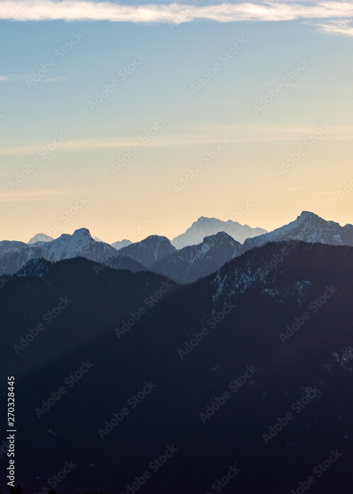 Mountain view from Mount Seymour near Vancouver BC