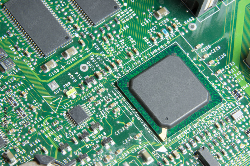 green computer video board with a processor, microcontroller, smd circuit green computer video board with a processor, microcontroller, smd circuit