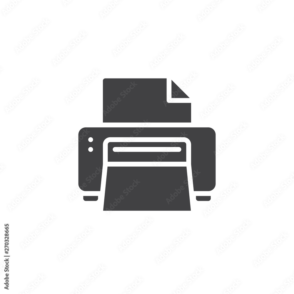 Office printer vector icon. filled flat sign for mobile concept and web design. Paper printing printer glyph icon. Symbol, logo illustration. Vector graphics Office printer vector icon. filled flat sign for mobile concept and web design. Paper printing printer glyph icon. Symbol, logo illustration. Vector graphics