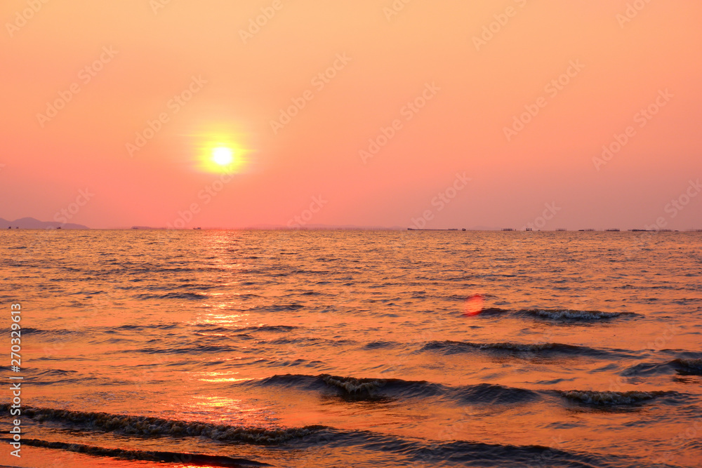 Sunset in the sea in the evening
