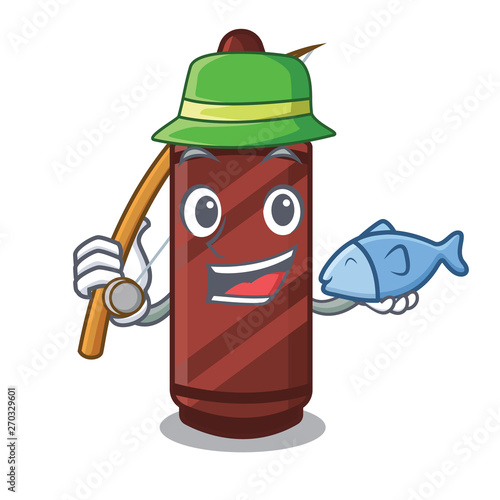 Fishing brown crayon in the cartoon column