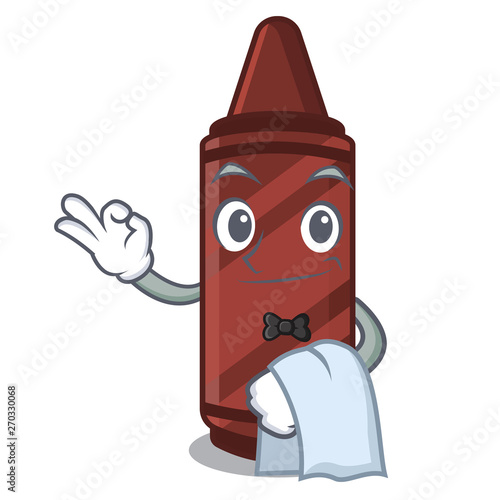 Waiter brown crayon in the cartoon column
