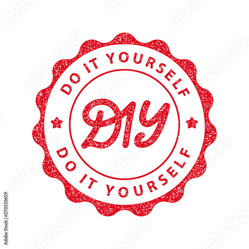 DIY do it yourself. Lettering abbreviation logo circle stamp. Rubber seal stamp on white background Vector illustration.