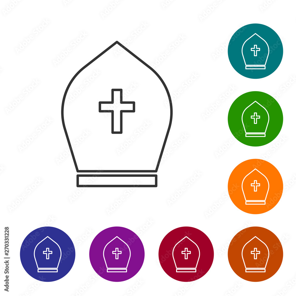 Vektorová grafika „Grey Pope hat line icon isolated on white background.  Christian hat sign. Vector Illustration“ ze služby Stock | Adobe Stock
