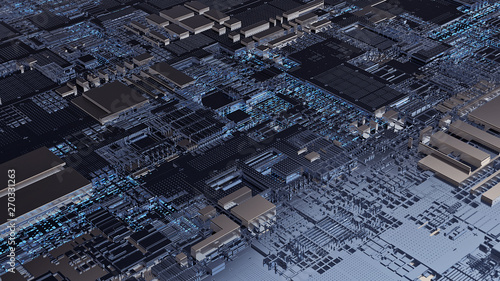 Printed circuit board futuristic server Abstract image print circuit board  futuristic server code processing