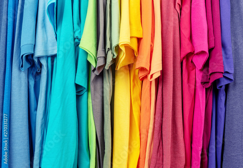 Colourful clothes hanging abstract texture background