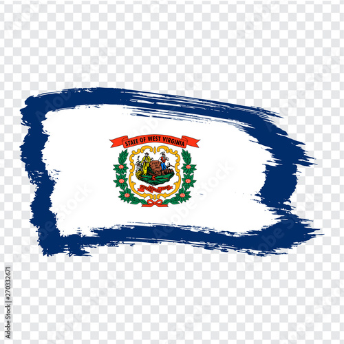 Flag of  West Virginia from brush strokes. United States of America. Flag West Virginia on transparent background for your web site design, logo, app, UI. Stock vector. EPS10.
