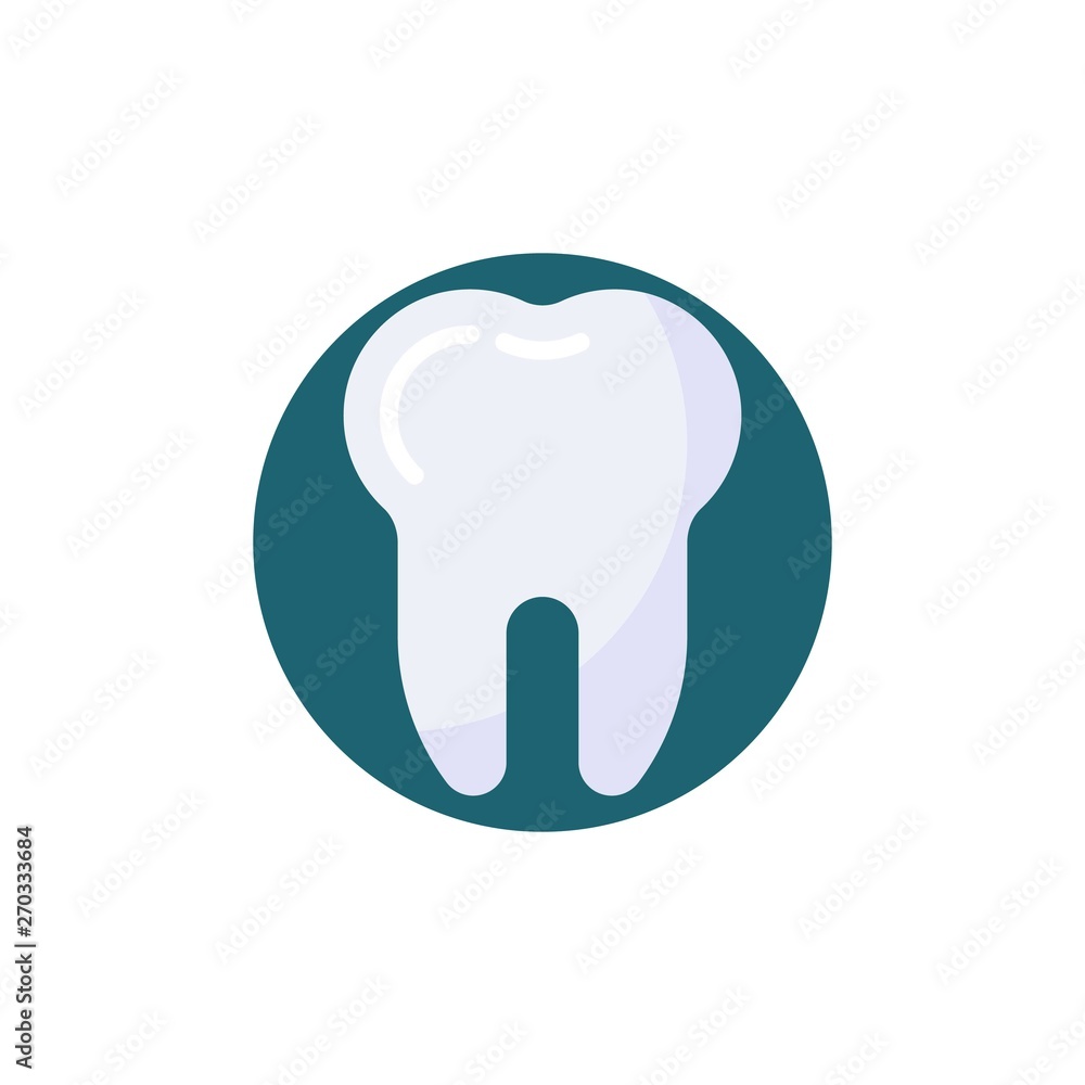 Healthy human tooth flat icon. Round colorful button, Dental tooth circular vector sign. Dentistry, stomatology and dental care flat style design Healthy human tooth flat icon. Round colorful button, Dental tooth circular vector sign. Dentistry, stomatology and dental care flat style design