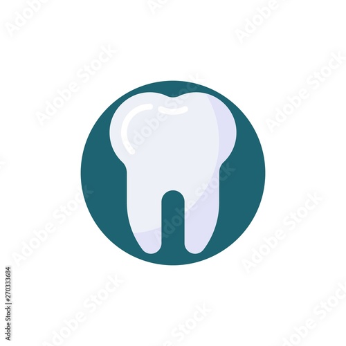 Healthy human tooth flat icon. Round colorful button, Dental tooth circular vector sign. Dentistry, stomatology and dental care flat style design