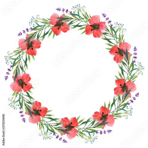 Flower wreath. Watercolor illustration