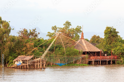 Large fishing net on the Pak Phra river