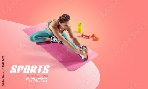 Sport and fitness backgrounds. Stretching. Isolated.