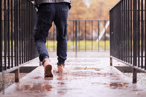 Autumn rainy park in October