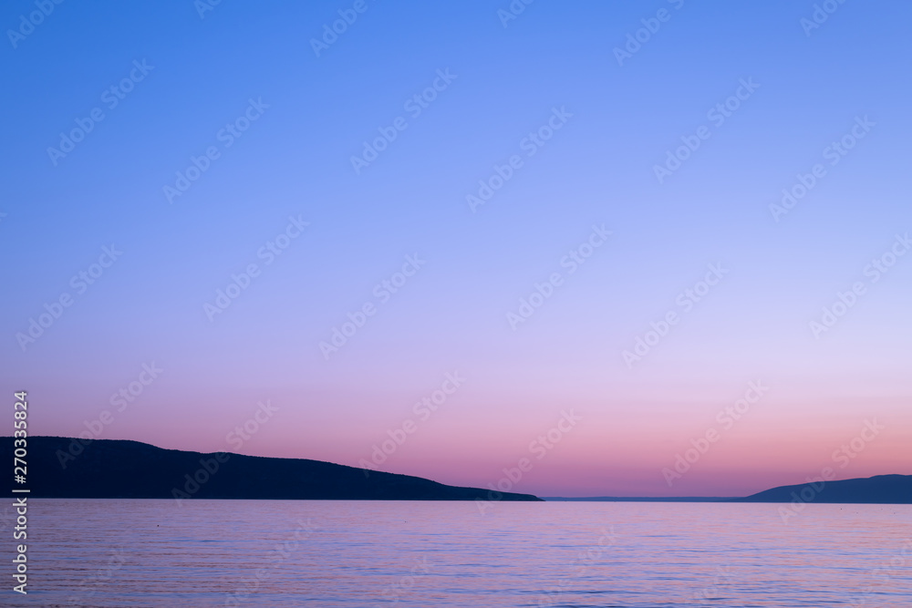 Sea and sky after sunset on the island of Cres