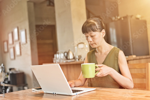 woman using laptop