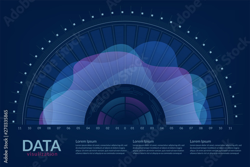 Vector abstract 3D big data visualization. Futuristic infographics aesthetic design. Visual information complexity