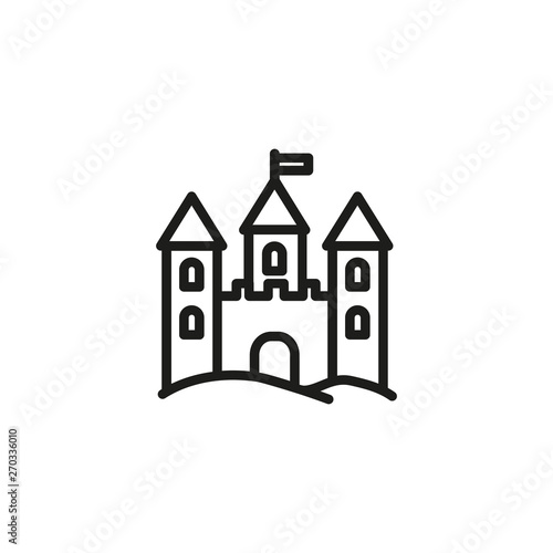 Sand palace line icon. Medieval castle, kingdom, beach. Sand castles concept. Vector illustration can be used for topics like vacation, architecture, travel
