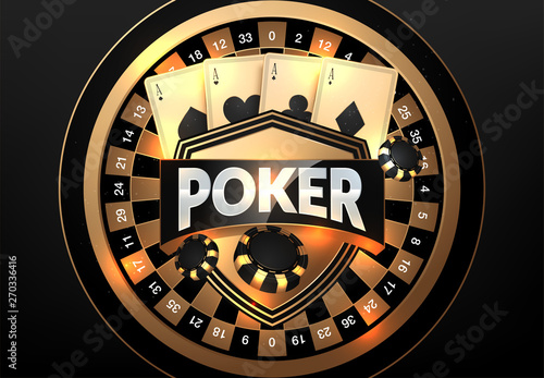 Playing cards and poker chips casino concept on dark background