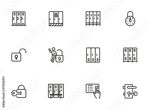 Lockers line icon set. Gym, school, key, safe. Lock concept. Can be used for topics like safety, security, privacy